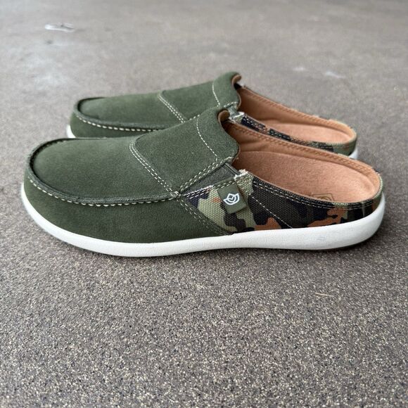 Spenco Women's Casual Suede Leather Mule Green Camo 7.5 Orthotic Recovery Shoes - Picture 2 of 5